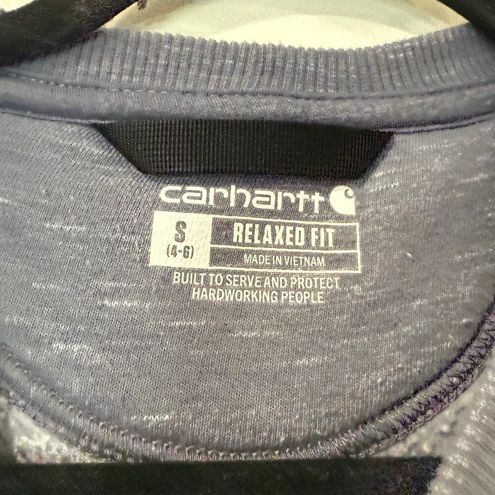 Carhartt Womens  Relaxed Fit Midweight Crewneck Block Logo Sweatshirt Blue Small - Picture 4 of 8